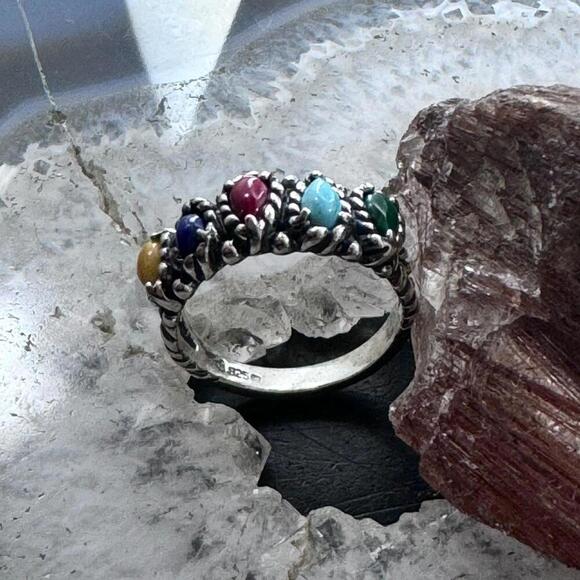 Carolyn Pollack Sterling Silver 5 Assorted Gemstone Split Shank Ring For Women - Picture 5 of 10